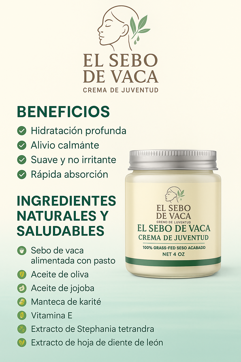 Sebo de Res / Whipped Tallow. Rejuvenece y elimina las manchas de la cara